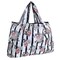 Large Foldable Tote Nylon Reusable Grocery Bags, Rose & Stripes